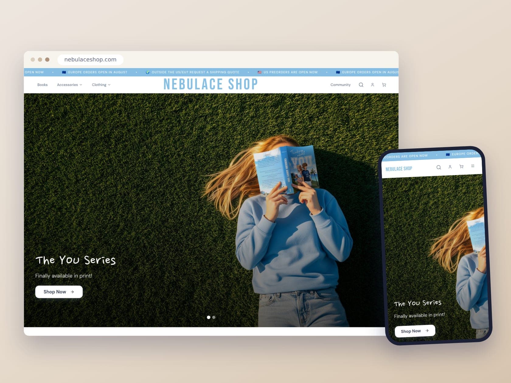Der Nebulace Shop auf Desktop und Smartphone