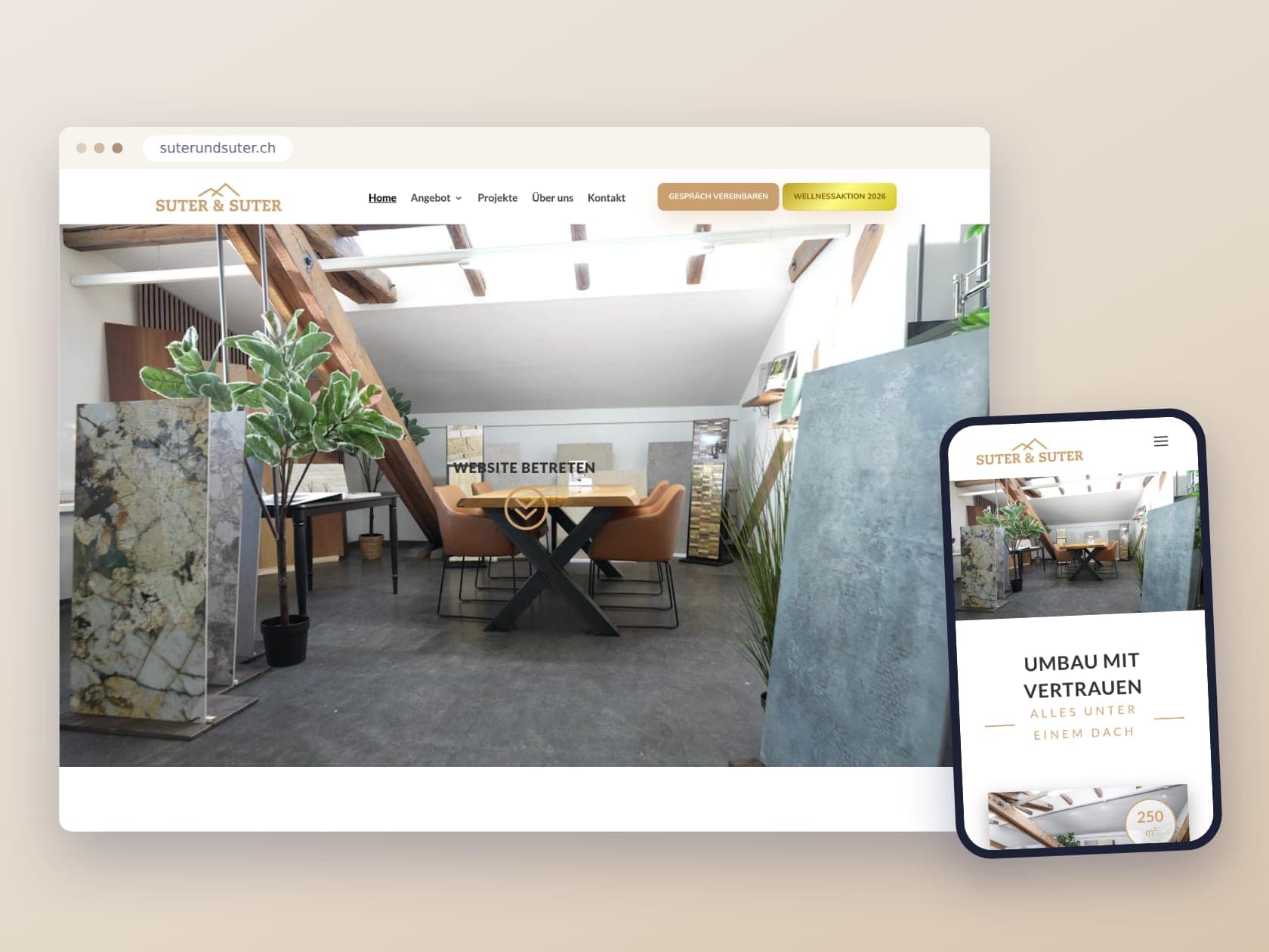 Die Website von Suter & Suter auf Desktop und Smartphone