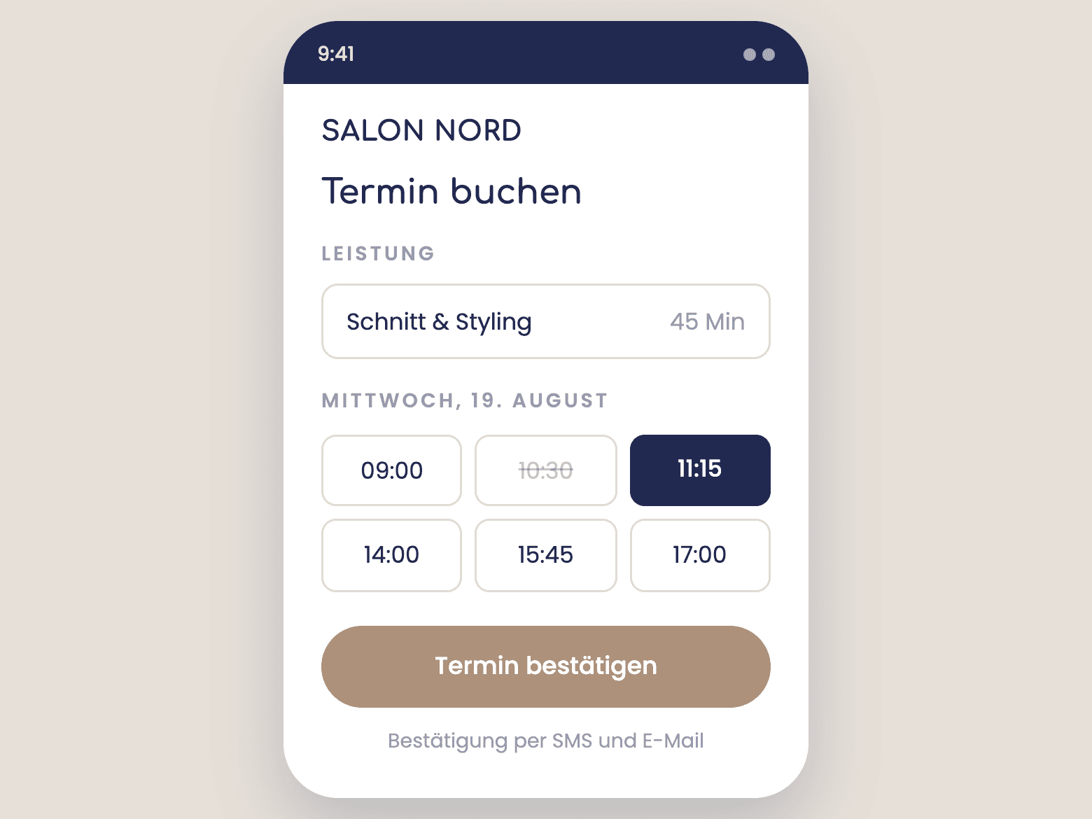 Terminbuchung auf dem Handy