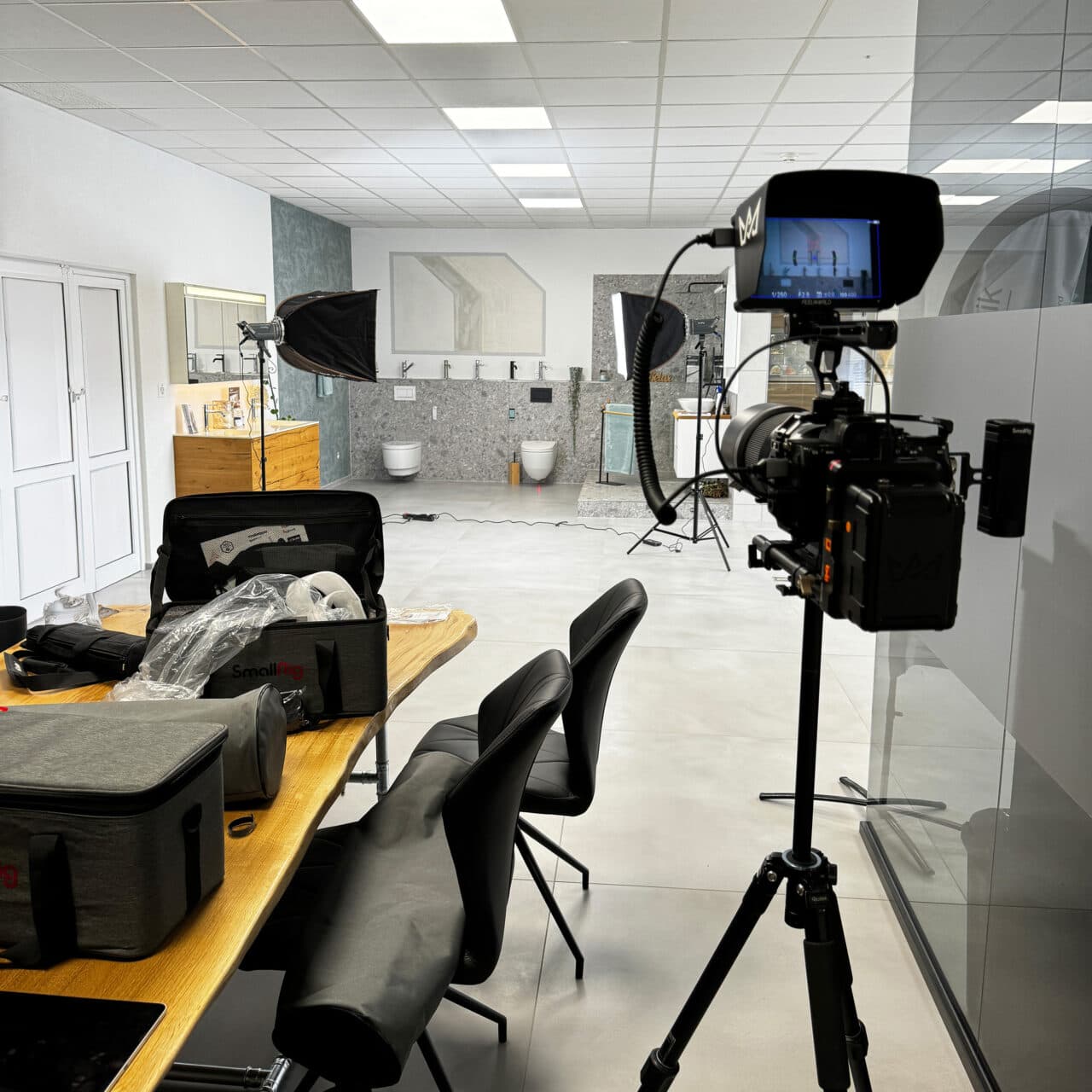 Kamera-Setup von Adams Media bei einem Dreh vor Ort